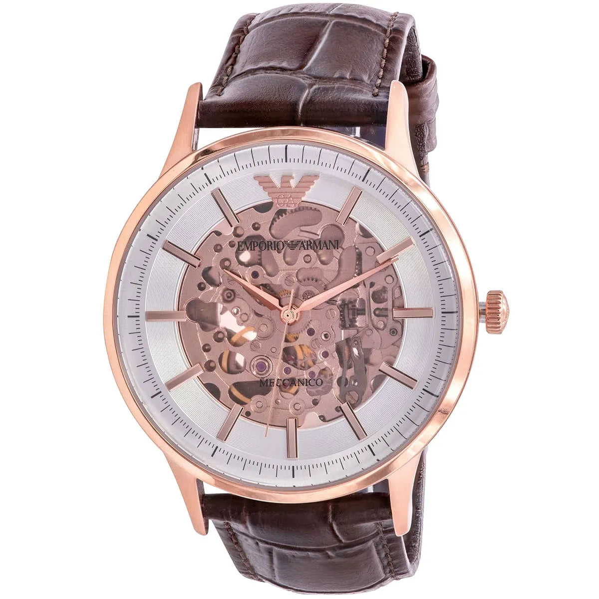 Emporio Armani Meccanico Automatic Brown Leather Men's Watch AR60039