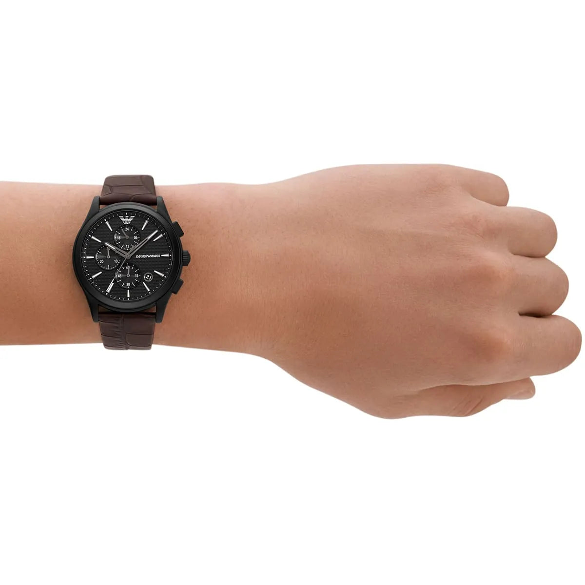 Emporio Armani Paolo chronograph watch worn on wrist