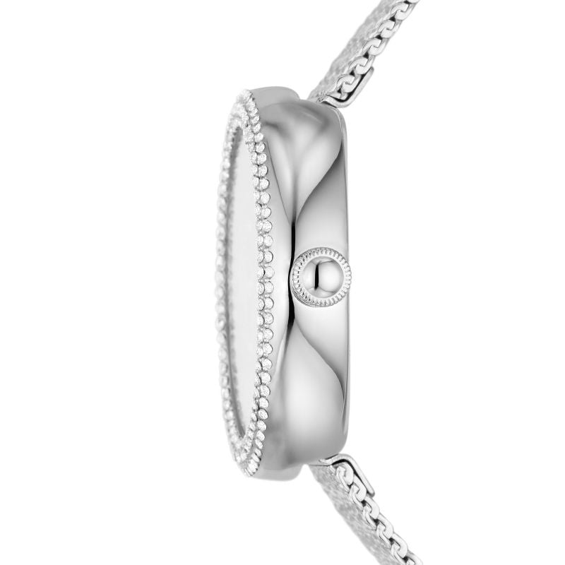 Emporio Armani Rosa Diamonds Mother of Pearl Blue Dial Silver Mesh Bracelet Women Watch - AR11380