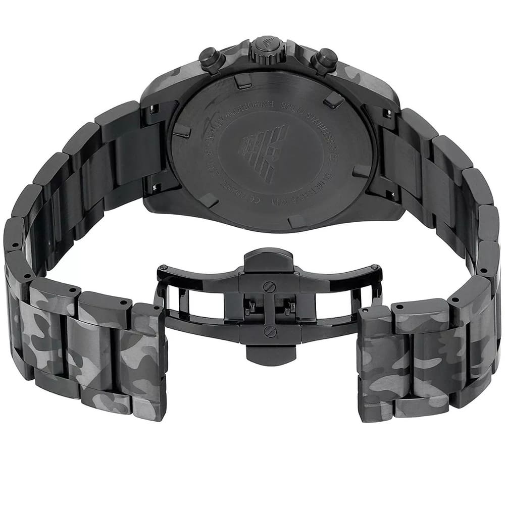 Emporio Armani Sportivo Quartz Black Dial Black Military Steel Strap Watch For Men -AR11027