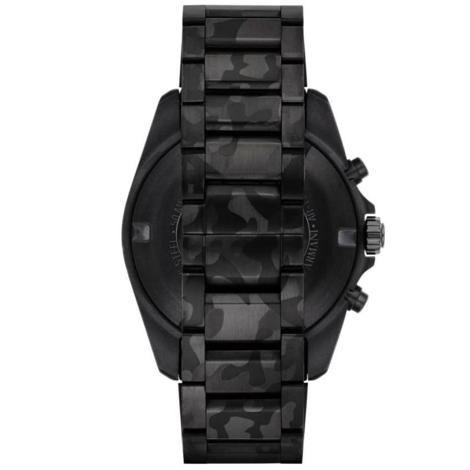 Emporio Armani Sportivo Quartz Black Dial Black Military Steel Strap Watch For Men -AR11027