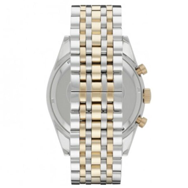 Emporio Armani Tazio AR8030 two-tone gold and silver stainless steel bracelet detail