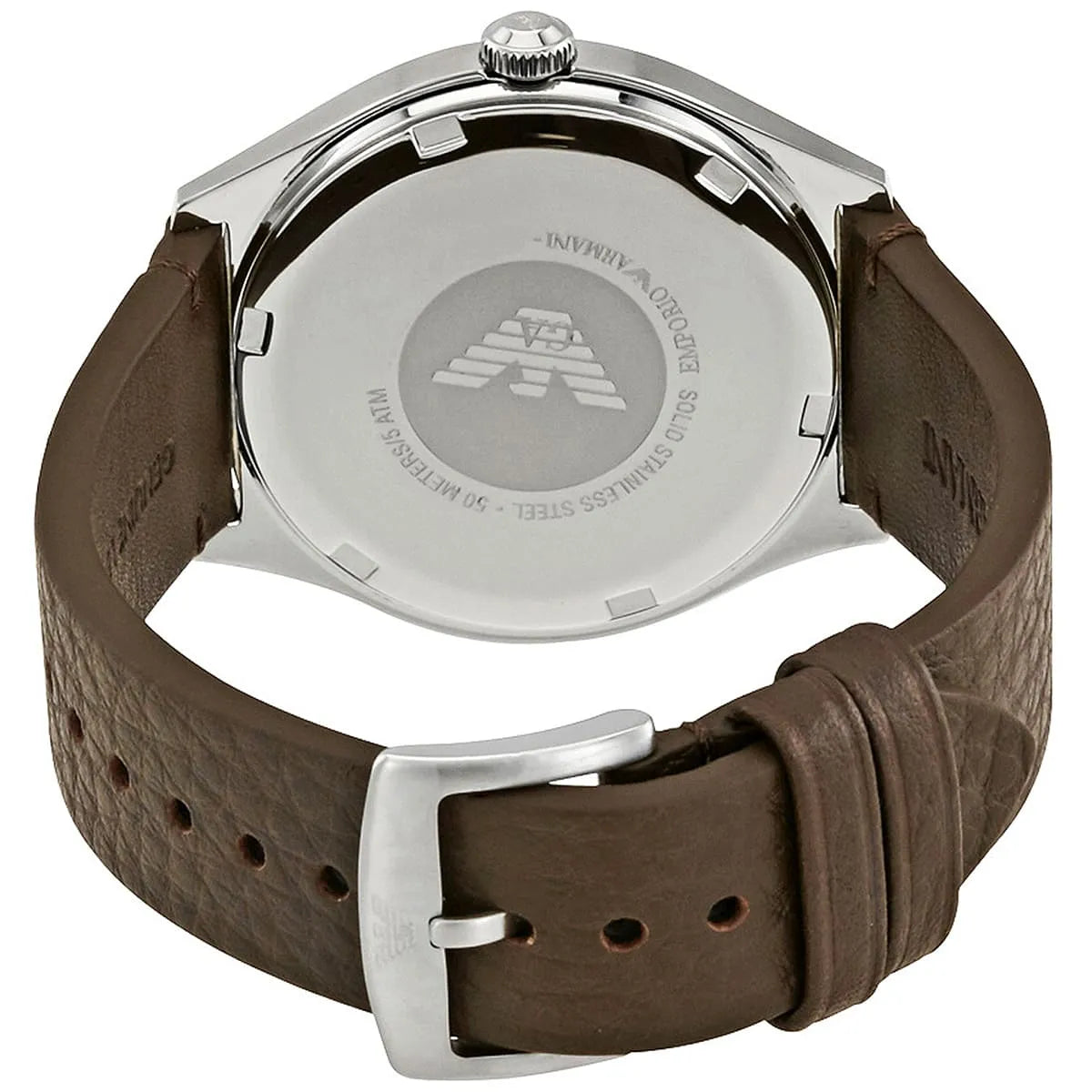 Emporio Armani Zeta White Dial Dark Brown Leather Men's Watch AR1999