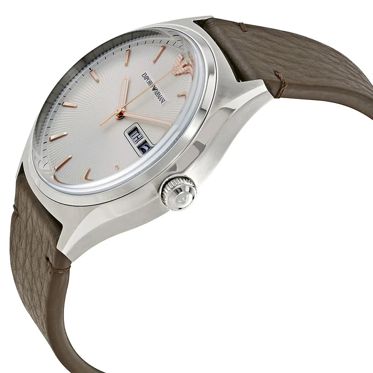 Emporio Armani Zeta White Dial Dark Brown Leather Men's Watch AR1999