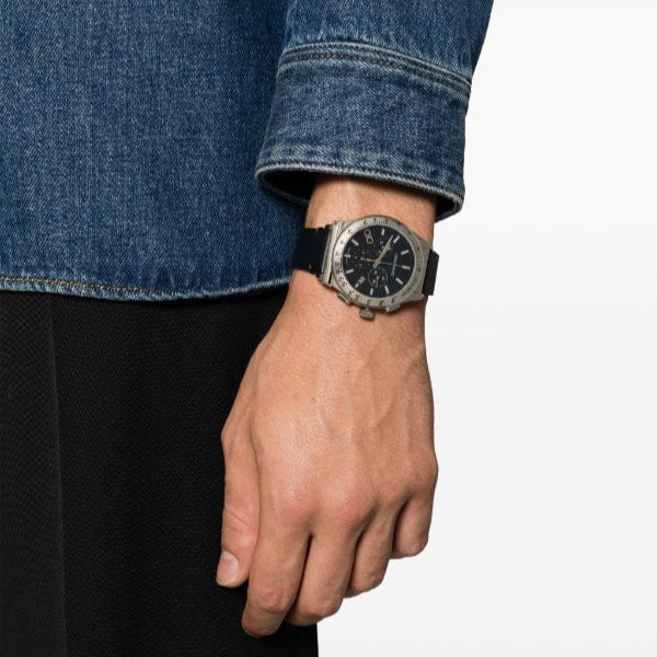 FERRAGAMO 1927 Chrono worn on wrist with black dial visible
