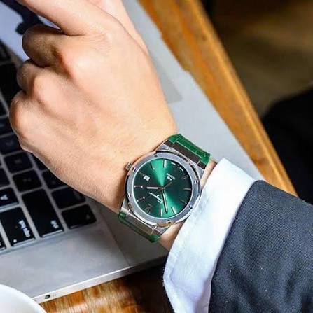 Ferragamo F-80 Classic Green Silicone Strap Steel Dial 42mm Mens Watch - SFDT00519