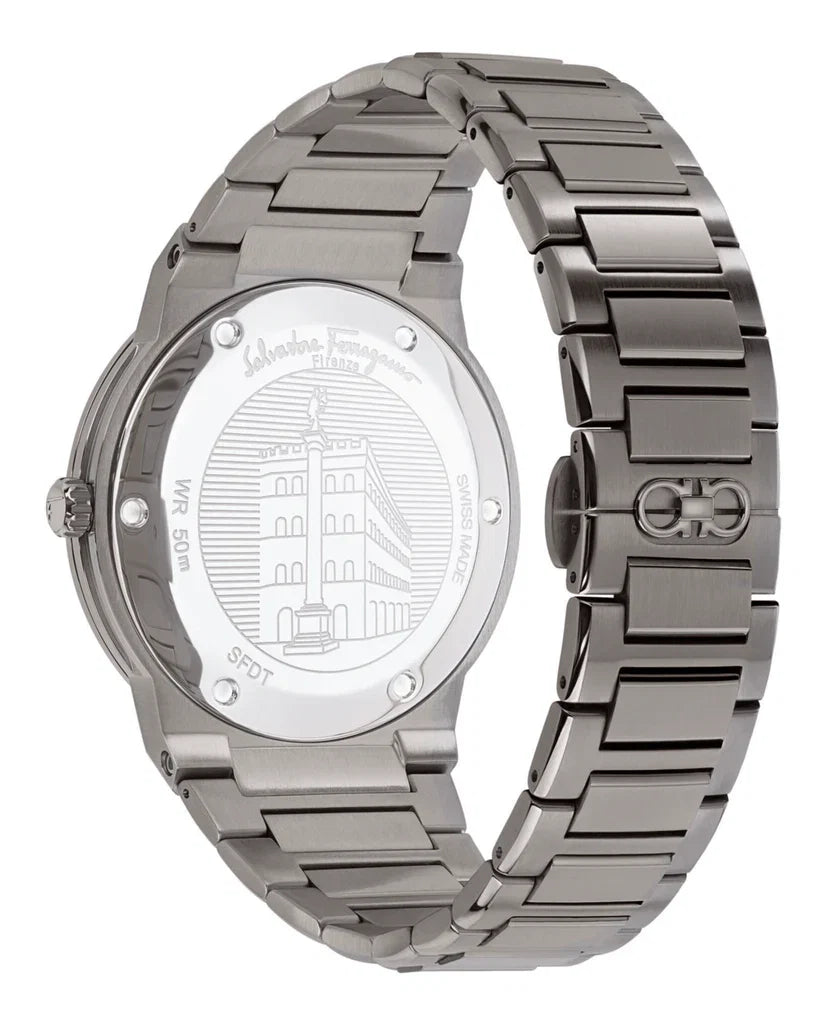 Ferragamo F-80 Classic Quartz Grey Dial Analog Stainless Steel Men Watch - SFDT01520