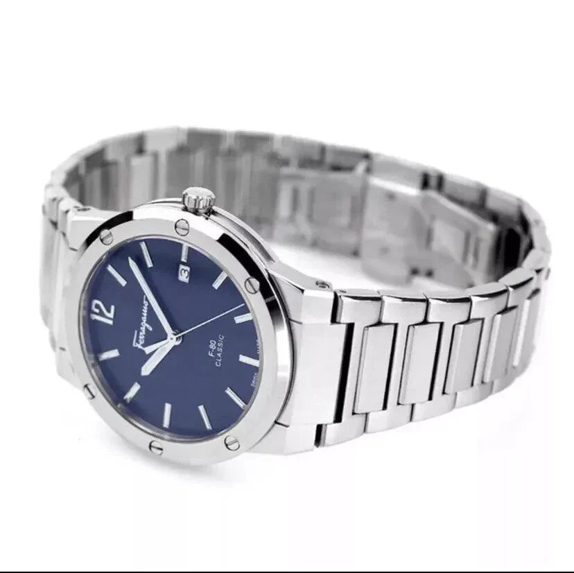 Ferragamo F-80 Slim Classic Quartz 42mm Stainless Steel Men's Watch- SFDT00229