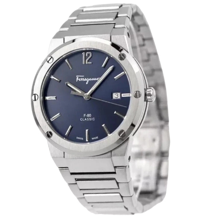 Ferragamo F-80 Slim Classic Quartz 42mm Stainless Steel Men's Watch- SFDT00229