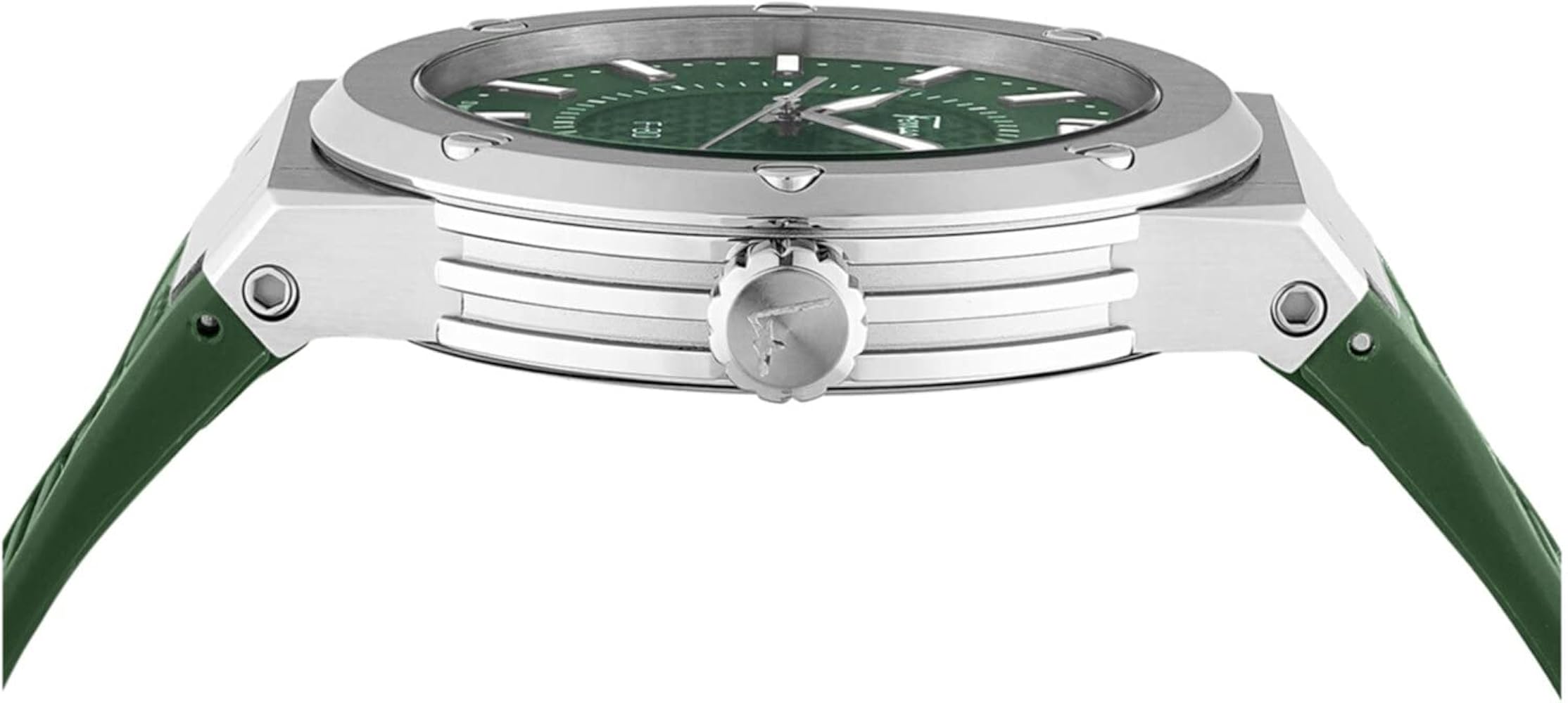 Ferragamo Salvatore F-80 Classic Green Dial Green Rubber Strap Watch for Men - SFHY02722