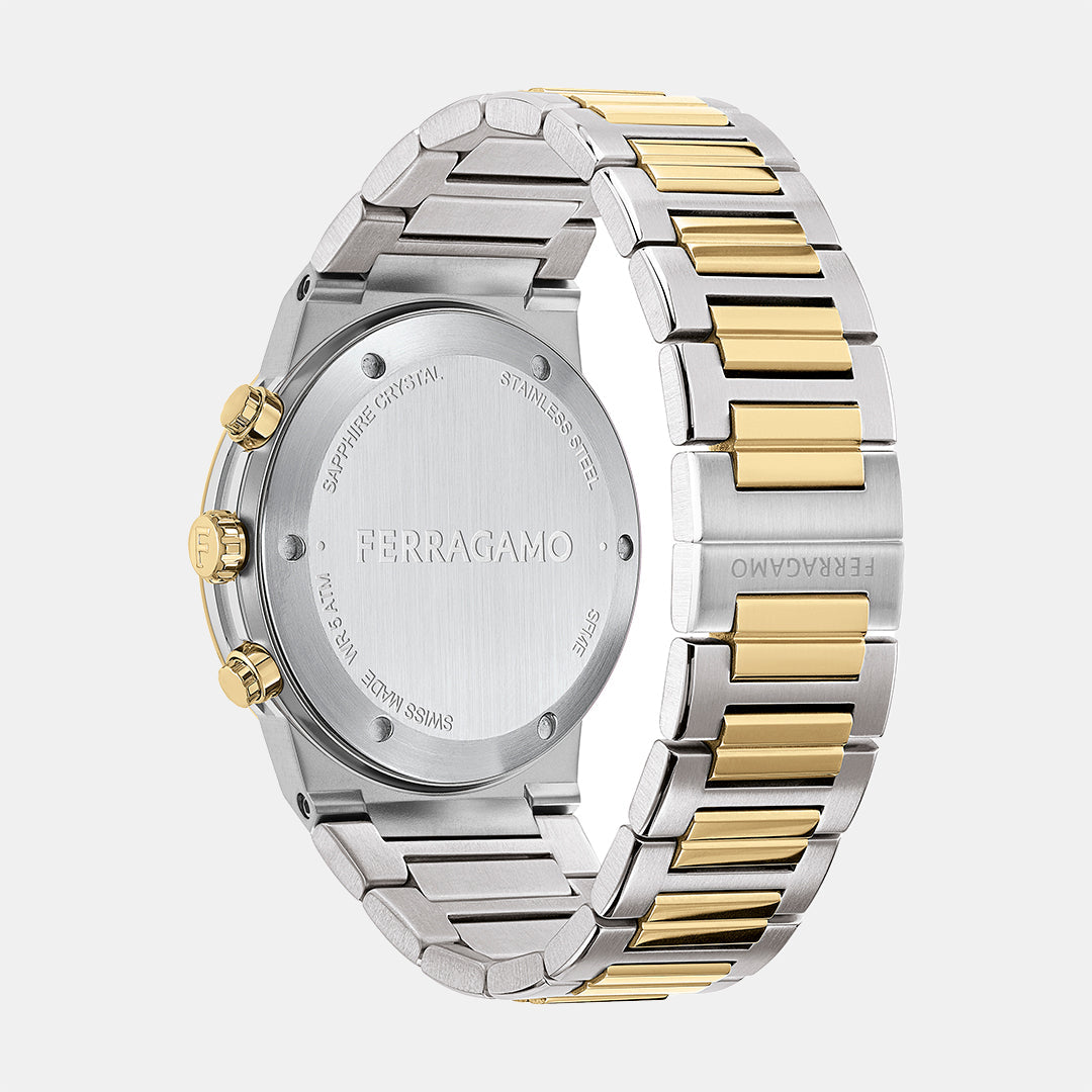 Ferragamo Salvatore 1927 Chrono Silver Dial Two Tone Steel Strap Watch for Men - SFKZ00523