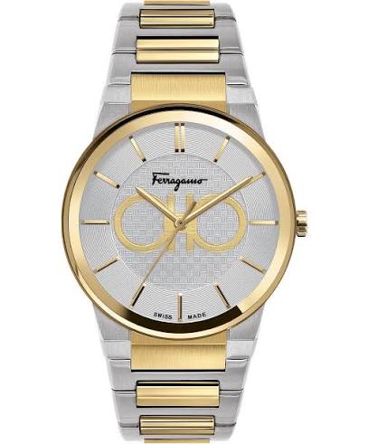 Ferragamo Swiss Made Quartz Two Tone Stainless Steel Silver Dial 41mm Watch - SFHP520