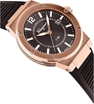 Ferragamo Swiss Made Quartz Brown Silicone Strap Brown Dial 44mm Men's Watch SFHY02522