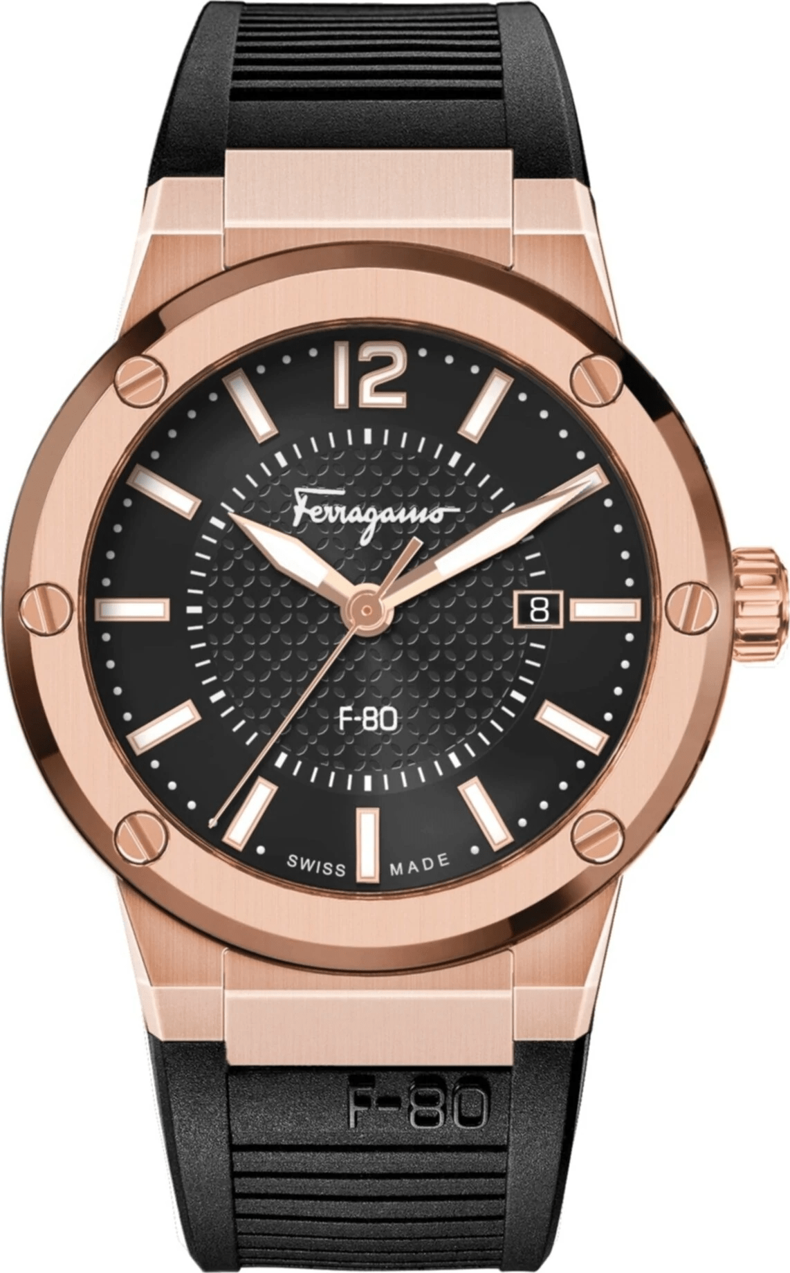 Ferragamo Swiss Made Quartz Brown Silicone Strap Brown Dial 44mm Men's Watch SFHY02522