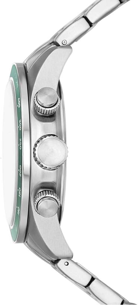 Fossil Autocross Green Dial Silver Stainless Steel Bracelet Men's Watch BQ2878