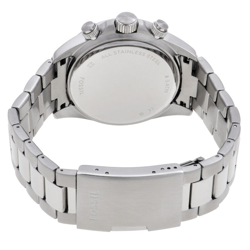 Stainless steel caseback of Fossil Autocross chronograph watch BQ2895