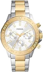 Fossil Bannon gold-tone and silver stainless steel chronograph watch with white dial