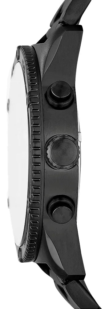 Fossil Quartz Black Stainless Steel Burgundy Dial 50mm Men's Watch BQ2803