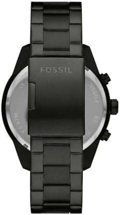 Fossil Quartz Black Stainless Steel Burgundy Dial 50mm Men's Watch BQ2803