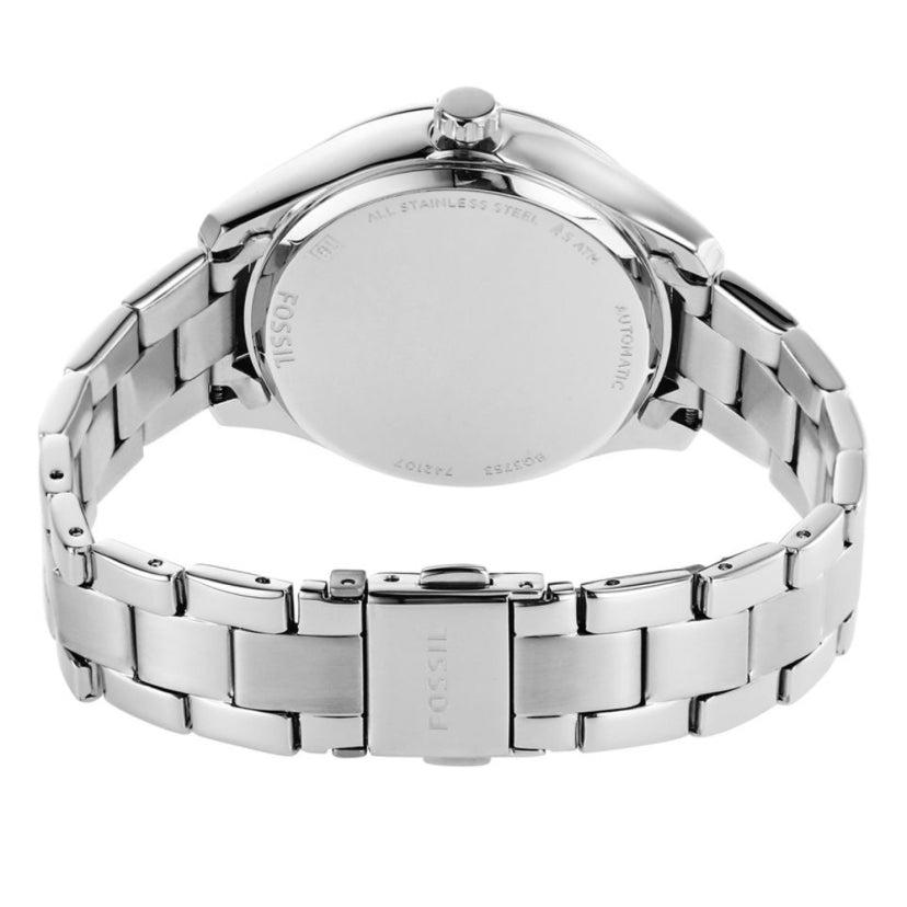 Fossil BQ3753 watch caseback showing stainless steel solid back and engravings