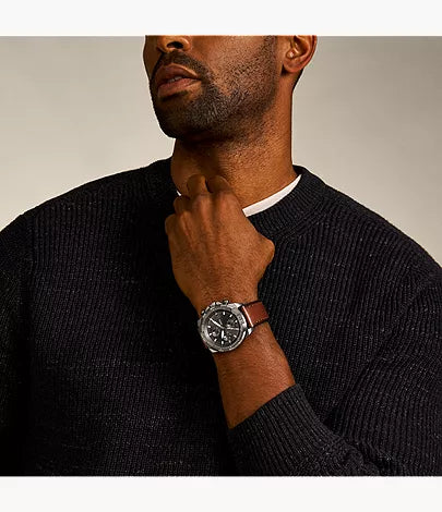 Fossil Bronson Chronograph Brown LiteHide™ Leather Men's Watch - FS5855