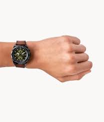 Fossil Bronson Chronograph Black Dial Brown Leather Strap Watch for Men - FS5856