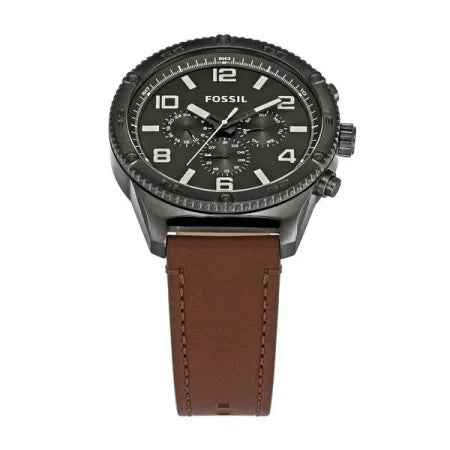 FOSSIL Brox Mens Multifunction Watch Large Gray Dial Brown Leather Strap BQ2800