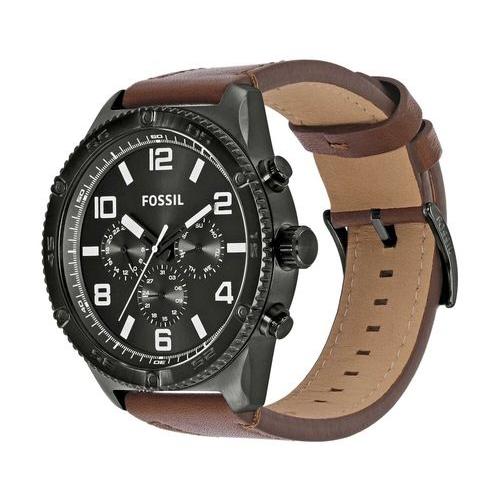 FOSSIL Brox Mens Multifunction Watch Large Gray Dial Brown Leather Strap BQ2800