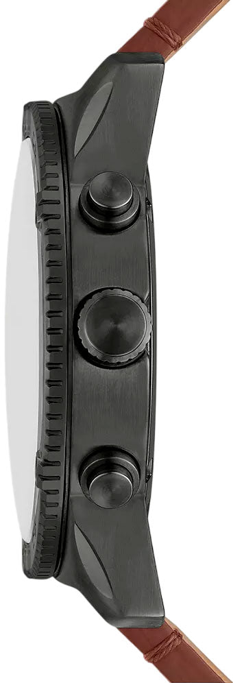 FOSSIL Brox Mens Multifunction Watch Large Gray Dial Brown Leather Strap BQ2800