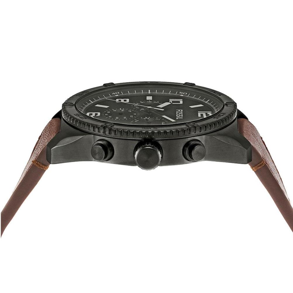 FOSSIL Brox Mens Multifunction Watch Large Gray Dial Brown Leather Strap BQ2800