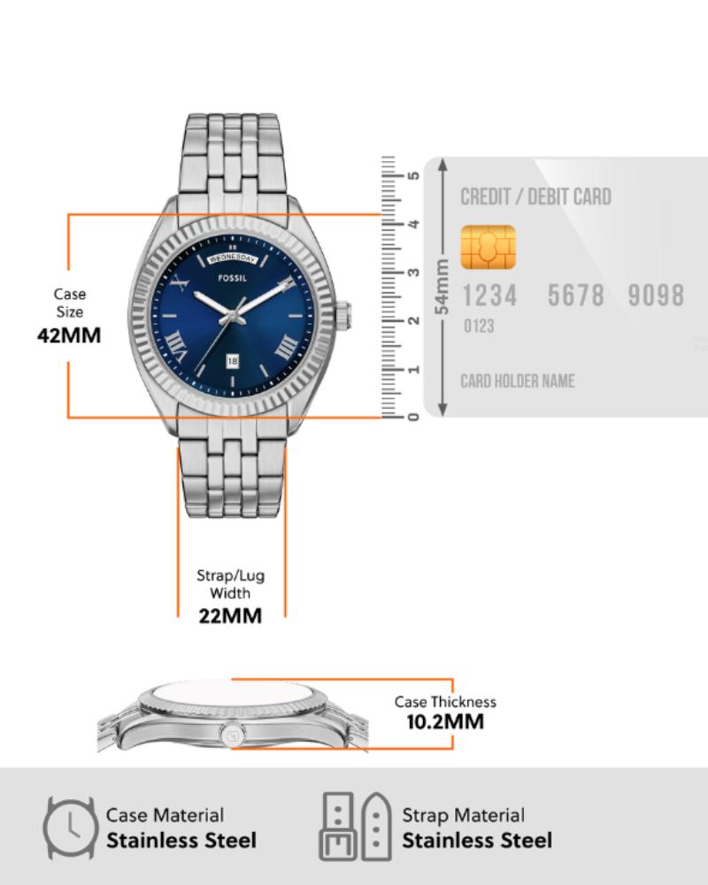 Campbell Three-Hand Day-Date Stainless Steel Watch - FS6140