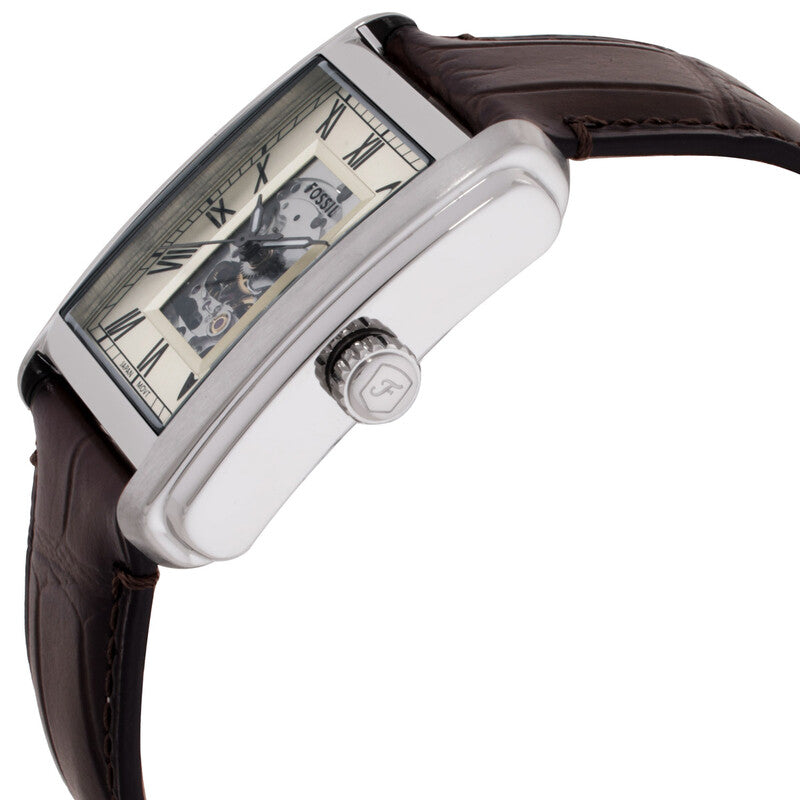 Fossil Carraway Automatic Brown Croco Leather Watch - ME3272