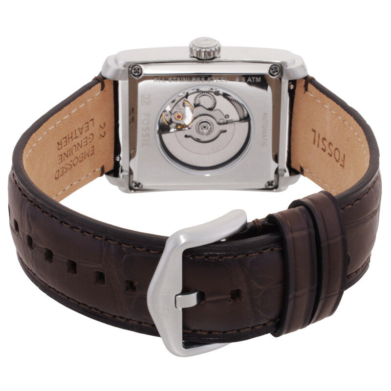 Fossil Carraway Automatic Brown Croco Leather Watch - ME3272