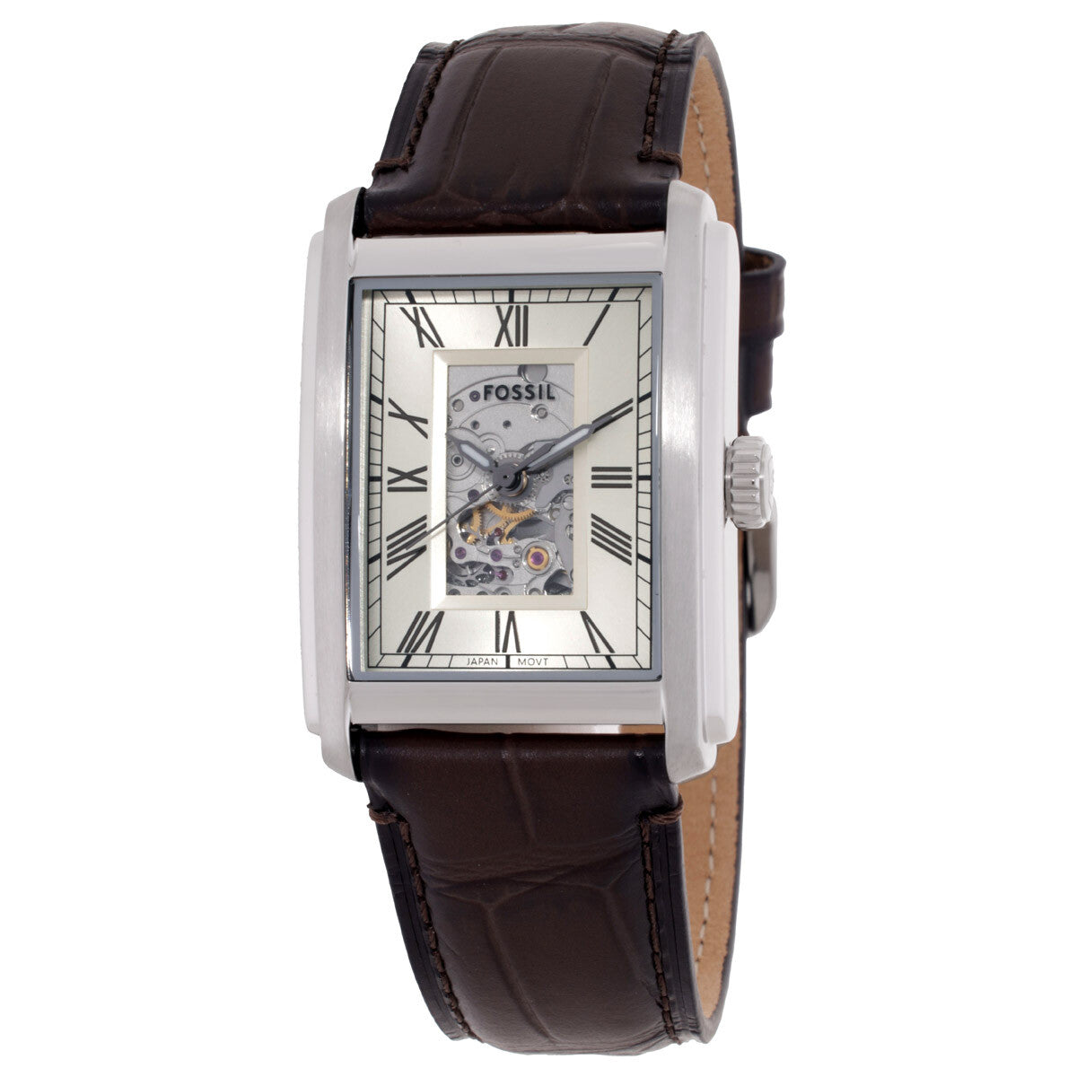 Fossil Carraway Automatic Brown Croco Leather Watch - ME3272