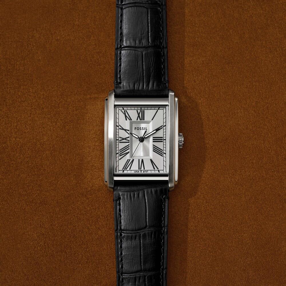 Fossil Carraway Three-Hand Black Croco Leather Men's Watch - FS6078