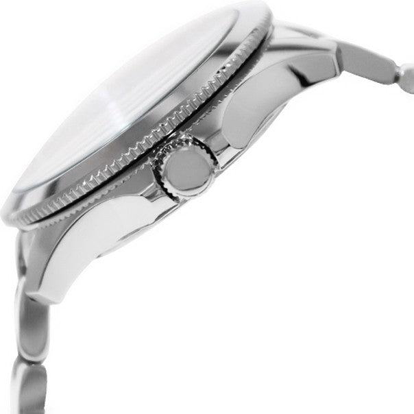 Side view of Fossil Cecile chronograph watch showing case profile and push buttons