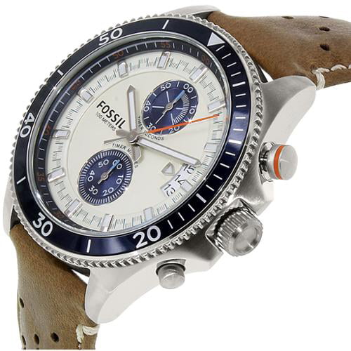Fossil Men's CH2951 Wakefield Sport Cream Dial Tan Leather Strap Chronograph Watch