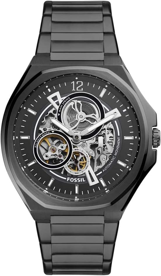 Fossil Evanston Automatic Black Stainless Steel Men's Watch - BQ2621