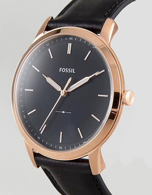 Fossil The Minimalist Black Dial Black Leather Strap Men's Watch - FS5376