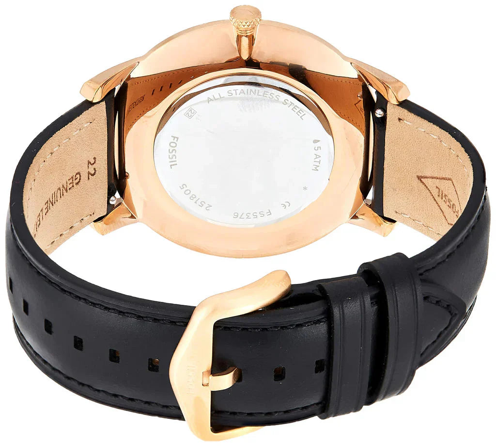 Fossil The Minimalist Black Dial Black Leather Strap Men's Watch - FS5376