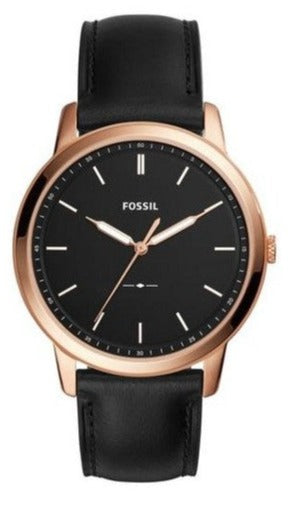 Fossil The Minimalist Black Dial Black Leather Strap Men's Watch - FS5376