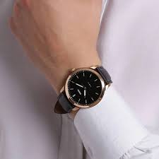 Fossil The Minimalist Black Dial Black Leather Strap Men's Watch - FS5376
