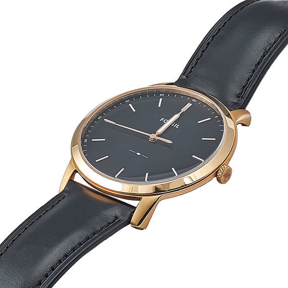 Fossil The Minimalist Black Dial Black Leather Strap Men's Watch - FS5376