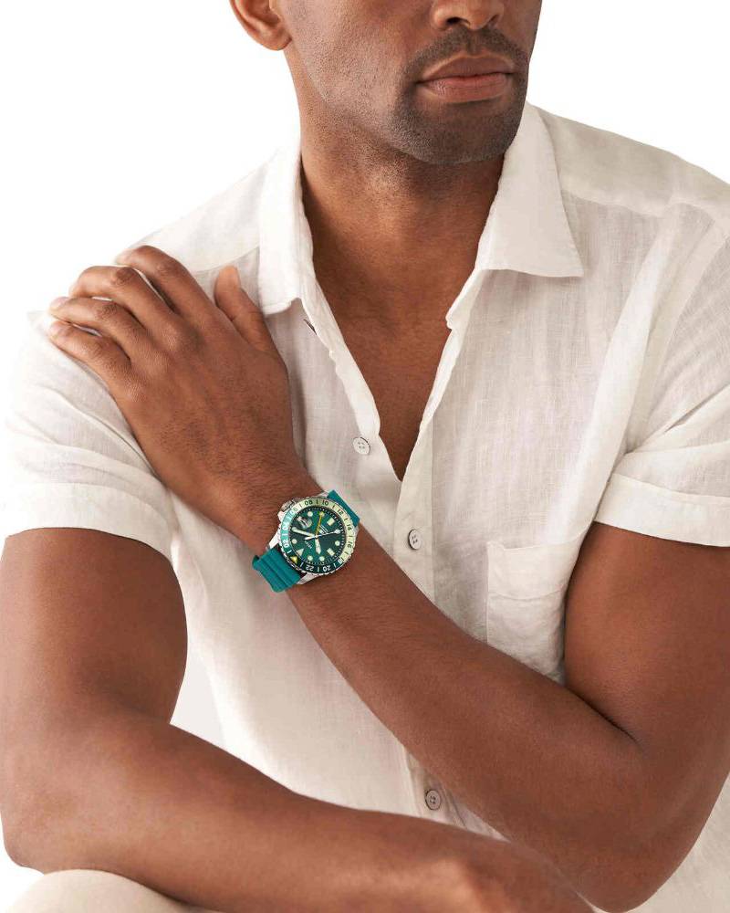 Fossil Blue Stainless Steel , Silver Band Men's Watch - FS5992