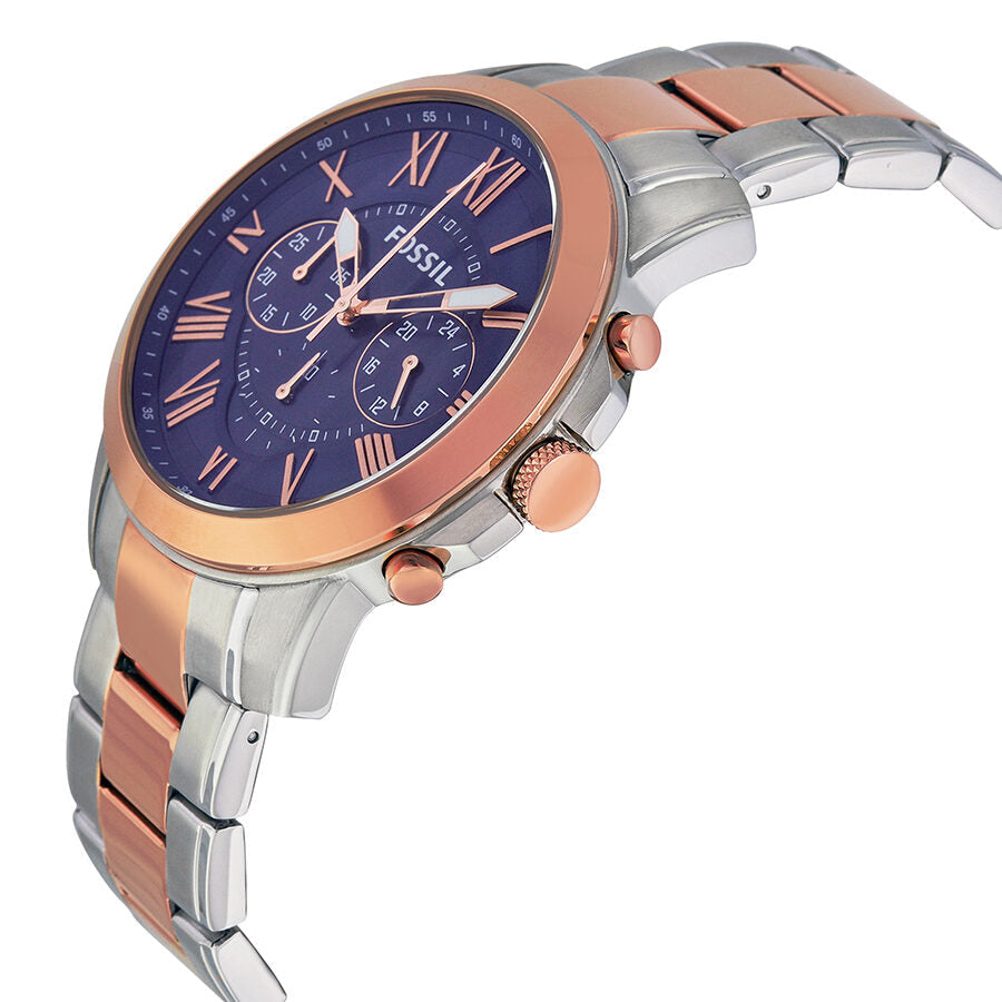 Fossil Grant Chronograph Blue Dial Two-tone Men's Watch - FS5024