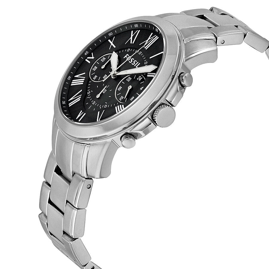 Fossil Grant Chronograph Black Dial Stainless Steel Men's Watch FS4736