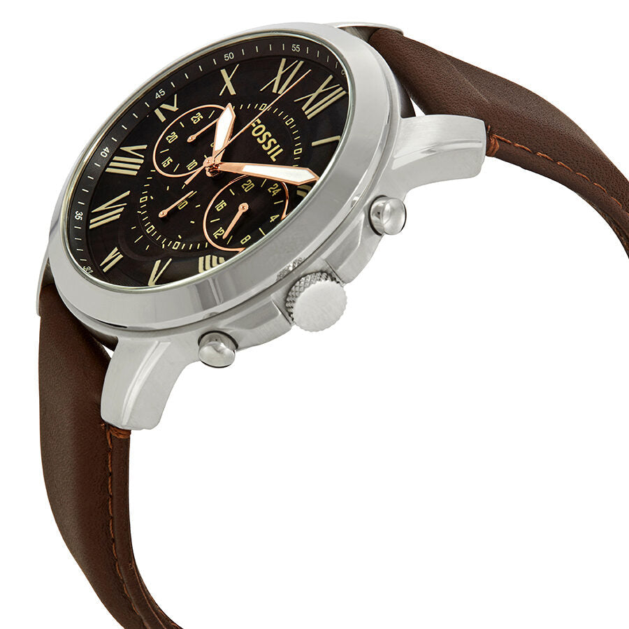Fossil Grant Chronograph Black Dial Brown Leather Men's Watch FS4813