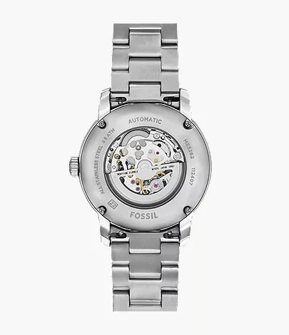 Fossil Heritage ME3262 transparent caseback revealing automatic mechanical movement