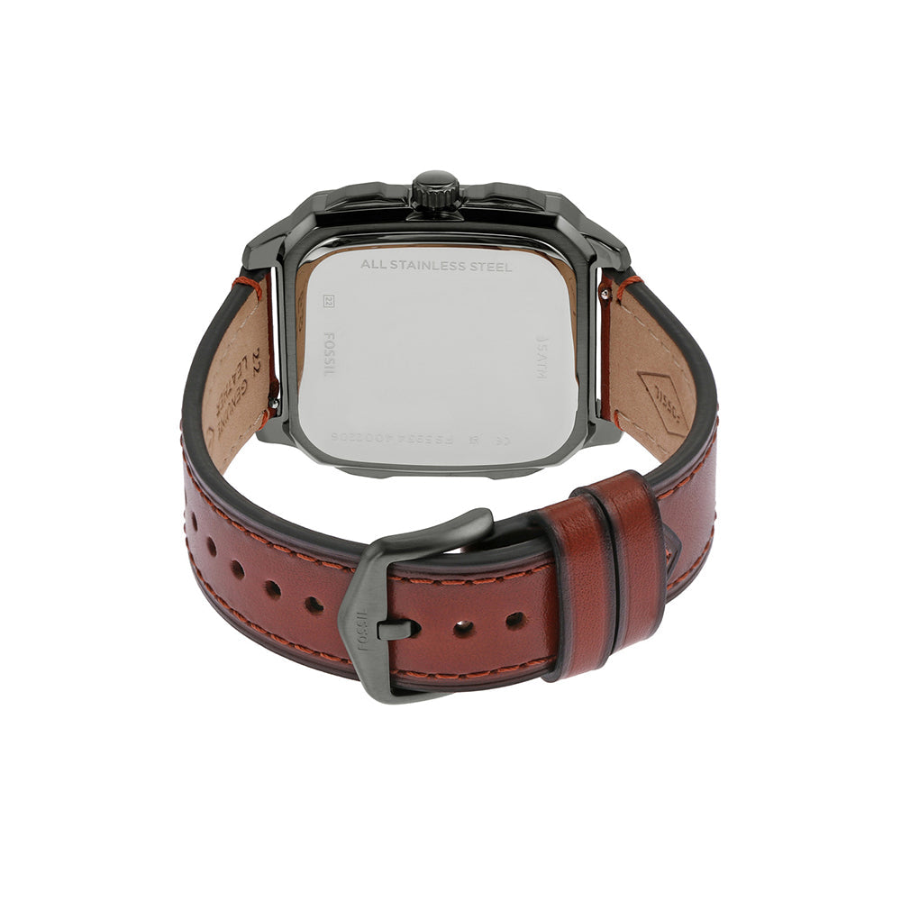 Fossil Inscription Three-Hand Date Amber Eco Leather Men's Watch - FS5934