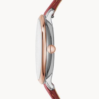 Side profile of Fossil Jacqueline ES3842 watch showing case thickness and band